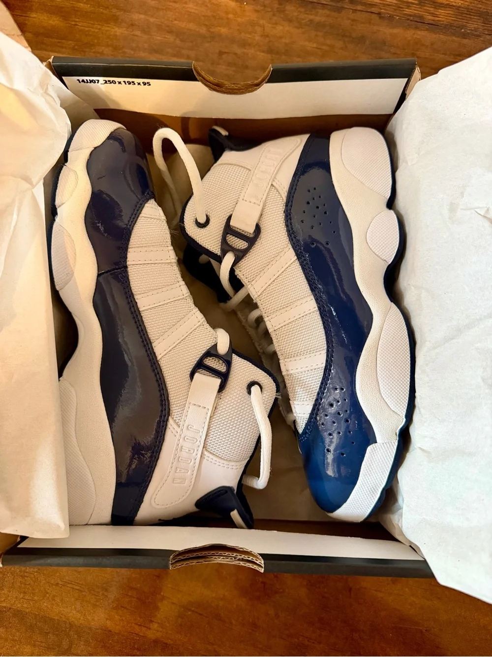 Jordan 6 Rings Boys' Navy and White High-Top Sneakers